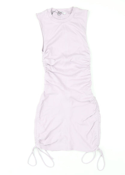 Zara Women Purple Bodycon Mini Dress Size 8 Sleeveless Ruched