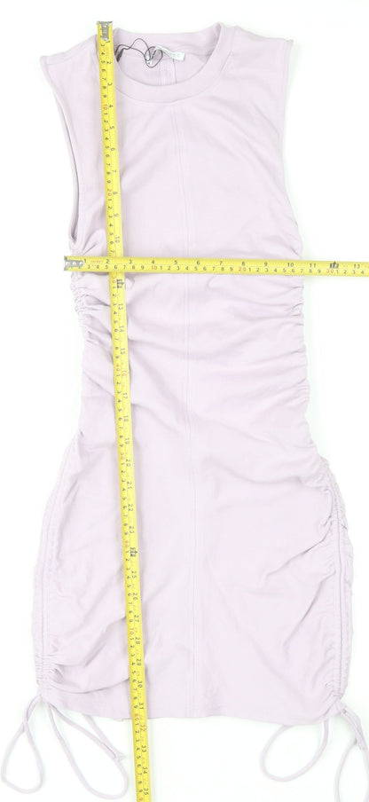 Zara Women Purple Bodycon Mini Dress Size 8 Sleeveless Ruched