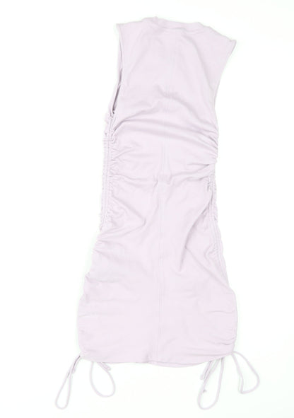 Zara Women Purple Bodycon Mini Dress Size 8 Sleeveless Ruched