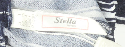 Stella Morgan Womens Blue Striped Wide Leg Cropped Trousers Size 8
