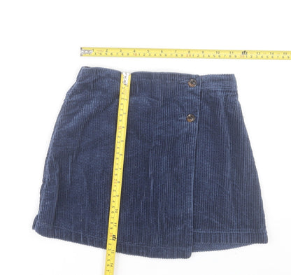 Dunnes Stores Girls Blue Corduroy A-Line Skirt 7-8 Years Button Detail