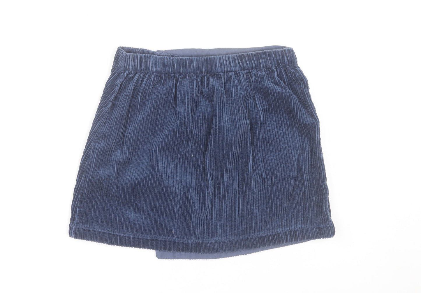 Dunnes Stores Girls Blue Corduroy A-Line Skirt 7-8 Years Button Detail