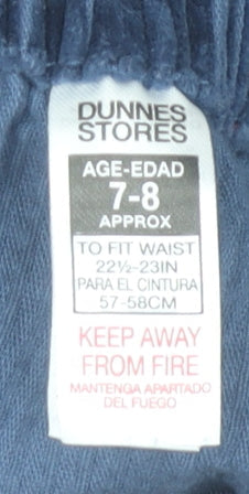 Dunnes Stores Girls Blue Corduroy A-Line Skirt 7-8 Years Button Detail
