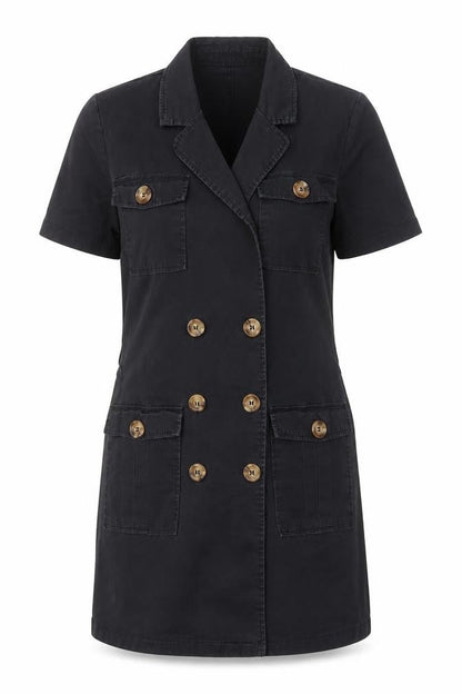 Boohoo Women’s Black Shirt Dress UK 8 Short Sleeve Cotton