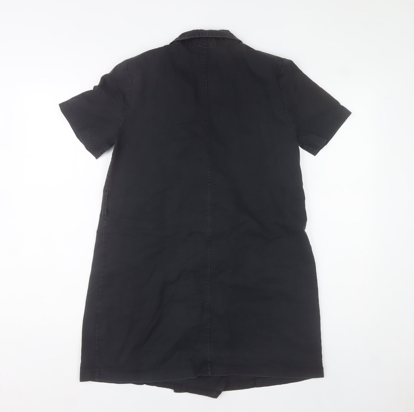 Boohoo Women’s Black Shirt Dress UK 8 Short Sleeve Cotton
