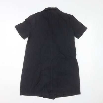 Boohoo Women’s Black Shirt Dress UK 8 Short Sleeve Cotton