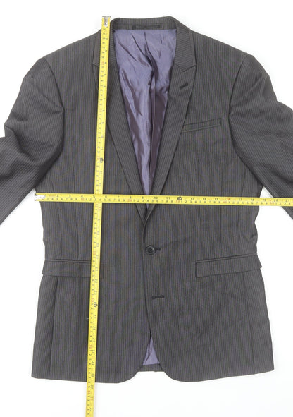 Next Men’s Grey Striped Suit Jacket 38R Regular Fit Business Blazer