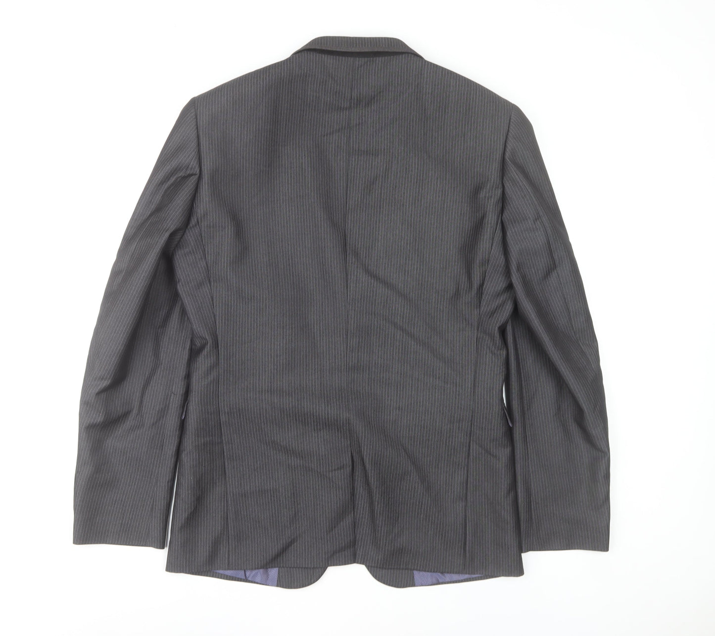 Next Men’s Grey Striped Suit Jacket 38R Regular Fit Business Blazer
