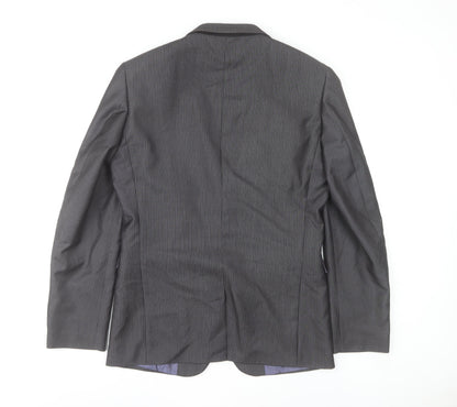 Next Men’s Grey Striped Suit Jacket 38R Regular Fit Business Blazer