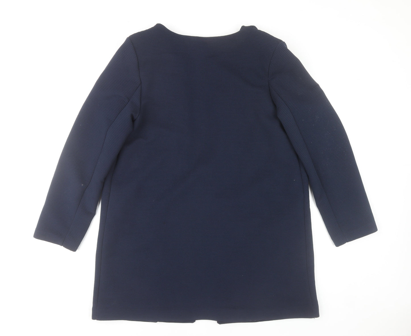 Kyla Womens Blue XL Mid Length Collarless Overcoat Jacket
