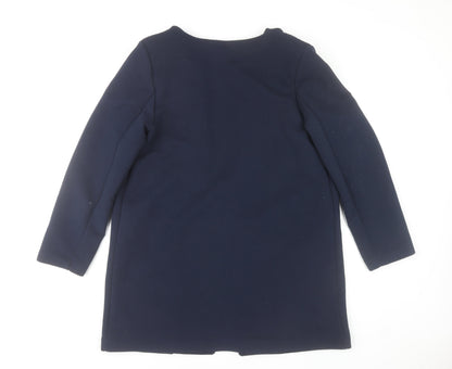 Kyla Womens Blue XL Mid Length Collarless Overcoat Jacket