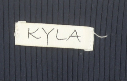 Kyla Womens Blue XL Mid Length Collarless Overcoat Jacket