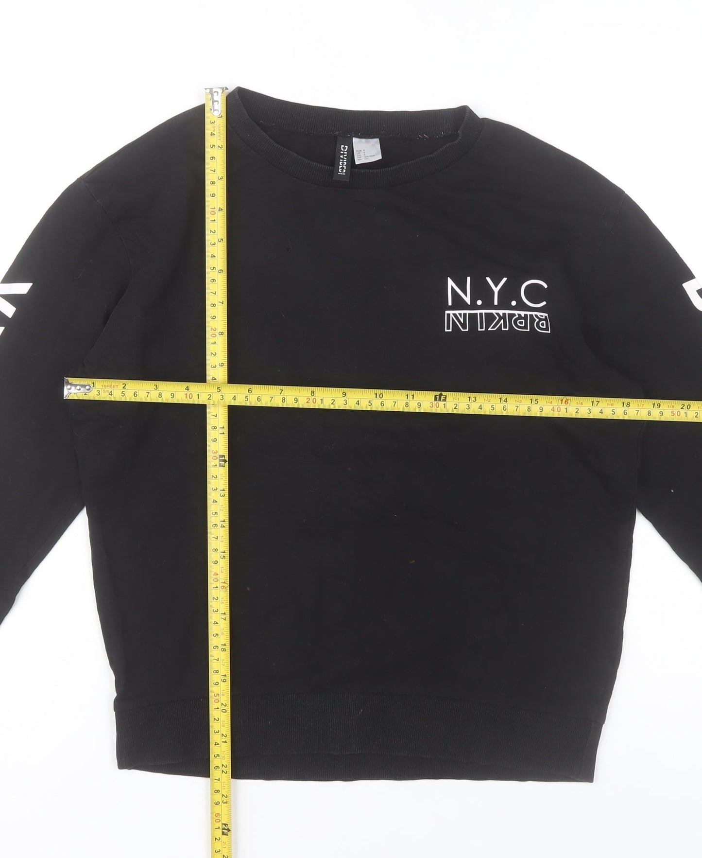 H&M Divided Women Black NYC Brooklyn Long Sleeve Cotton T-Shirt S