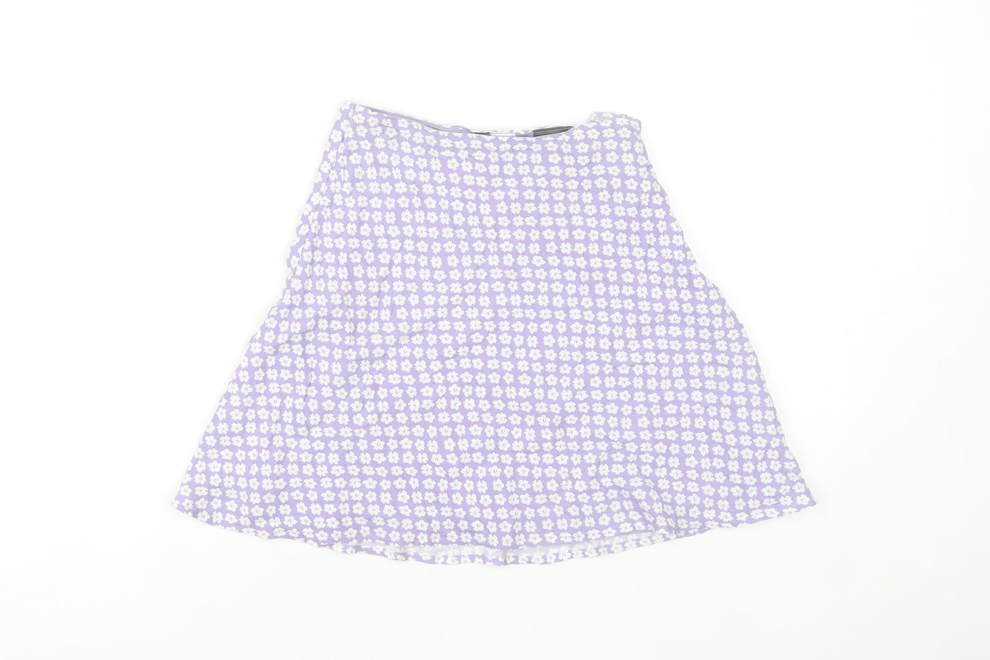 H&M Women Purple Floral A-Line Short Skirt Size 4 Cotton Blend
