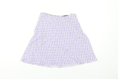 H&M Women Purple Floral A-Line Short Skirt Size 4 Cotton Blend