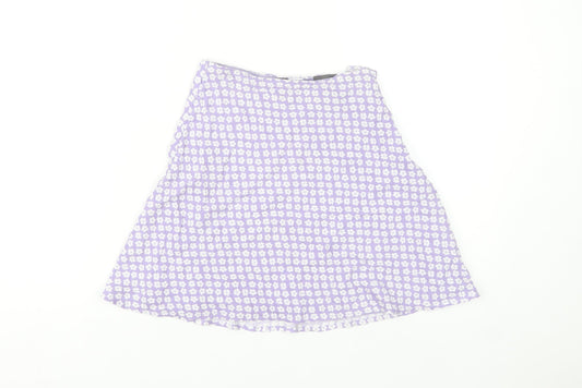 H&M Women Purple Floral A-Line Short Skirt Size 4 Cotton Blend