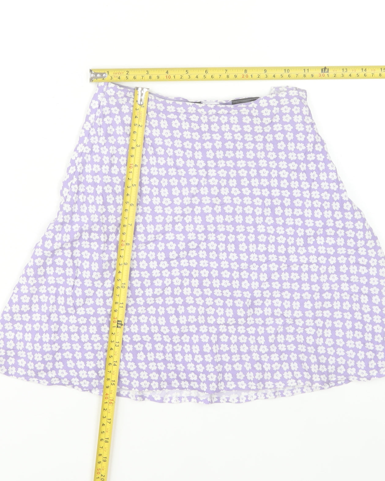 H&M Women Purple Floral A-Line Short Skirt Size 4 Cotton Blend