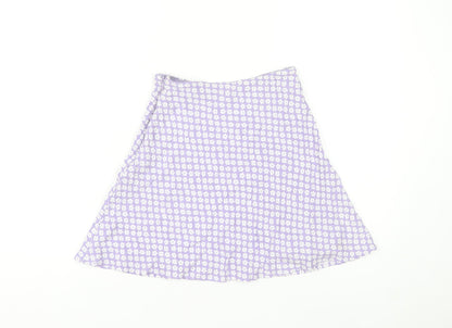 H&M Women Purple Floral A-Line Short Skirt Size 4 Cotton Blend