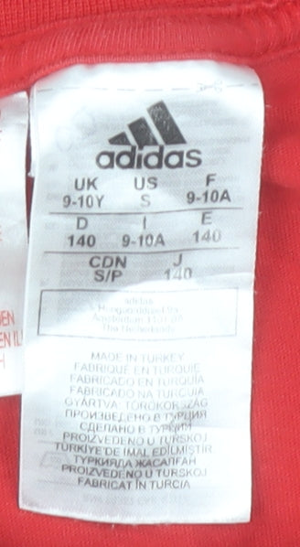 Adidas Boys Red Camouflage Logo T-Shirt 9-10 Years Cotton Short Sleeve