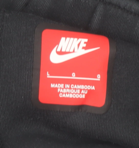 Nike Men Black Jogger Trousers L Cotton Blend Sportswear