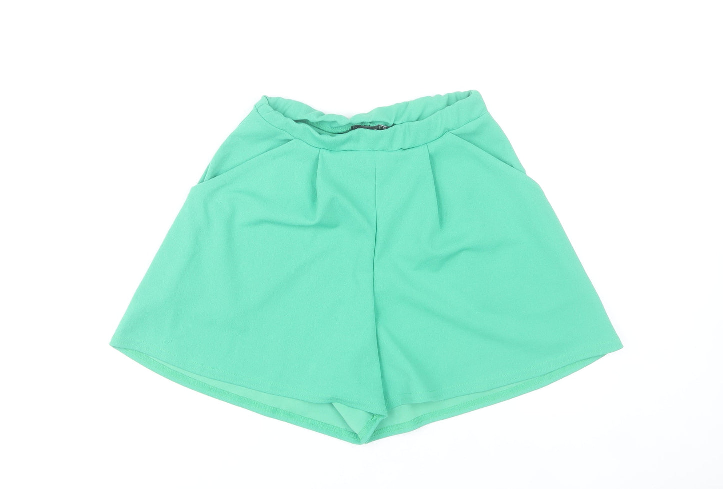 Boohoo Women Green Size 6 Paperbag Shorts Polyester Blend