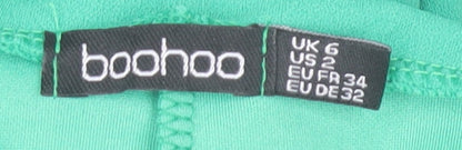 Boohoo Women Green Size 6 Paperbag Shorts Polyester Blend