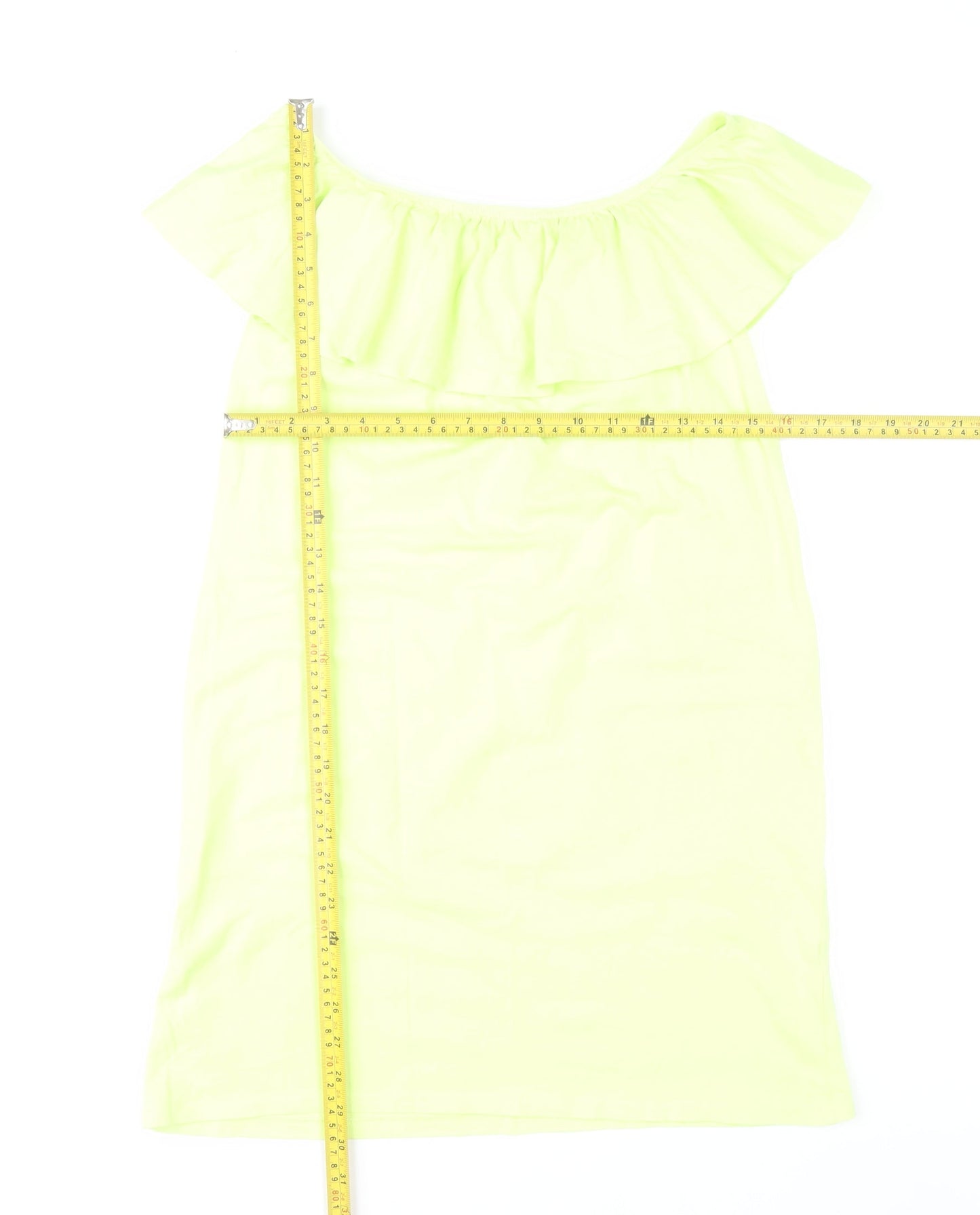 Boohoo Women’s Yellow Off Shoulder Ruffle Shift Dress Size 6