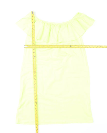 Boohoo Women’s Yellow Off Shoulder Ruffle Shift Dress Size 6