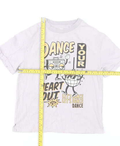 Next Girls White Dance Graphic T-Shirt Age 7 Years Cotton Short Sleeve
