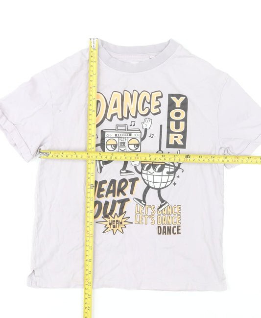 Next Girls White Dance Graphic T-Shirt Age 7 Years Cotton Short Sleeve