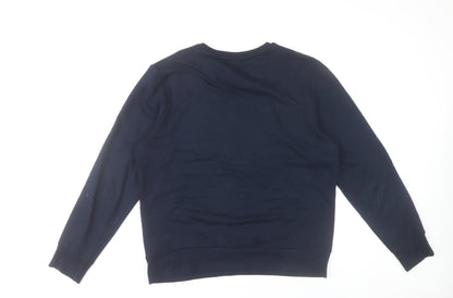 Brave Soul Mens Blue Sweatshirt L Pullover Crew Neck Logo Embroidered