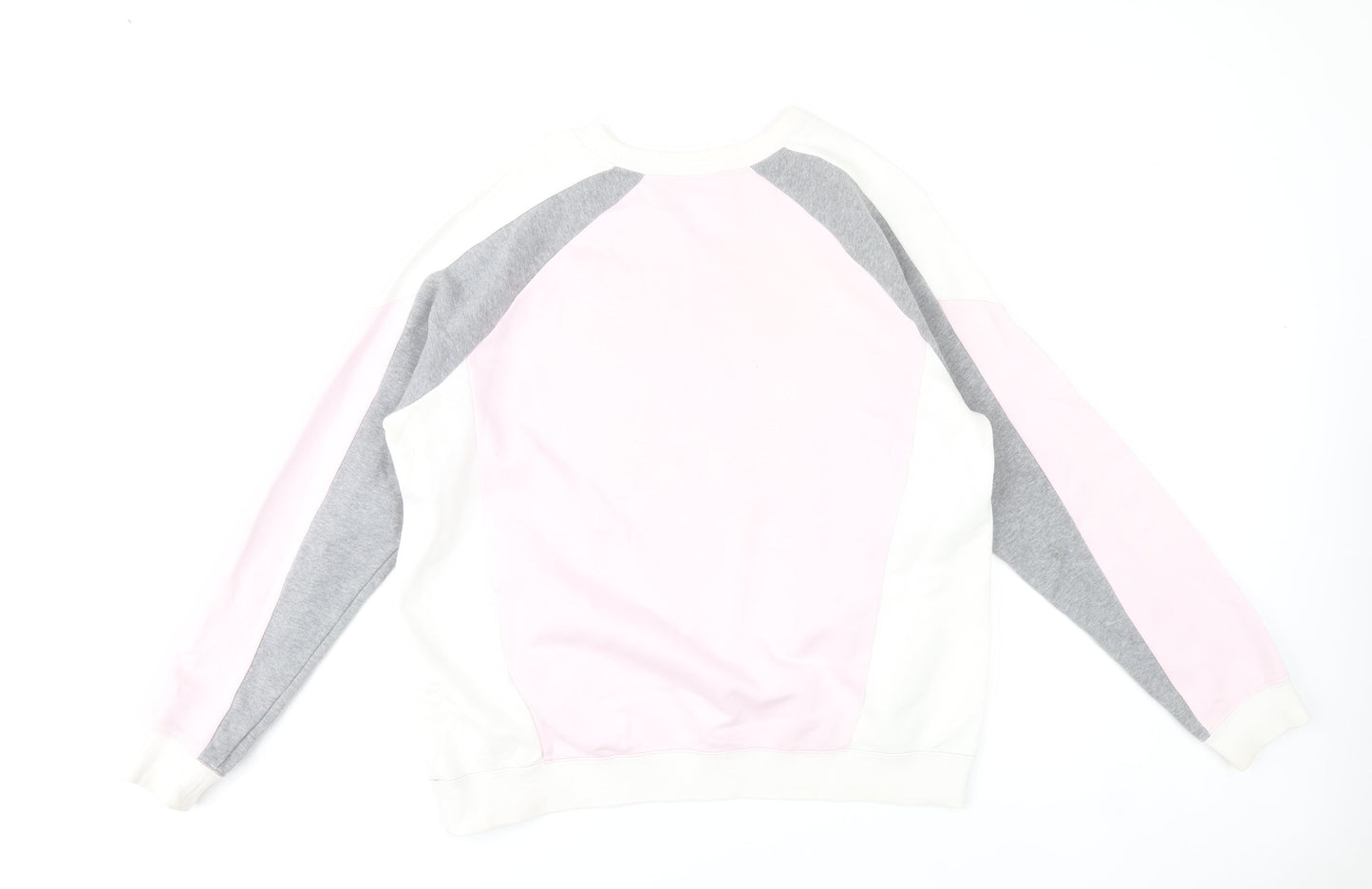 Nike Womens Grey Pink Sweatshirt L Logo Crew Neck Long Sleeve