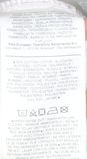 Nike Womens Grey Pink Sweatshirt L Logo Crew Neck Long Sleeve