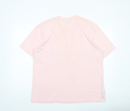 Lacoste Men’s Pink 2XL Crew Neck Short Sleeve Cotton Blend T-Shirt