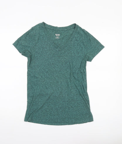 Mossimo Womens Green V-Neck Short Sleeve Basic T-Shirt Size M