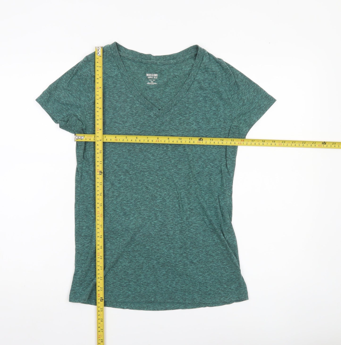 Mossimo Womens Green V-Neck Short Sleeve Basic T-Shirt Size M