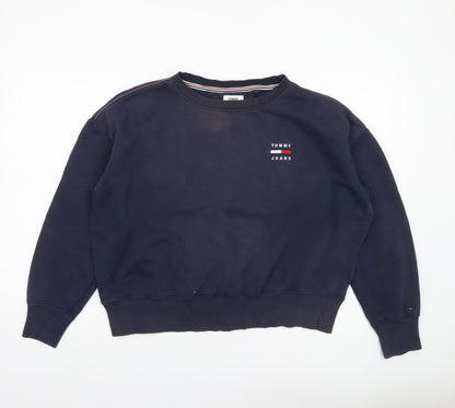 Womens UK Size M Tommy Jeans Blue Pullover Sweatshirt