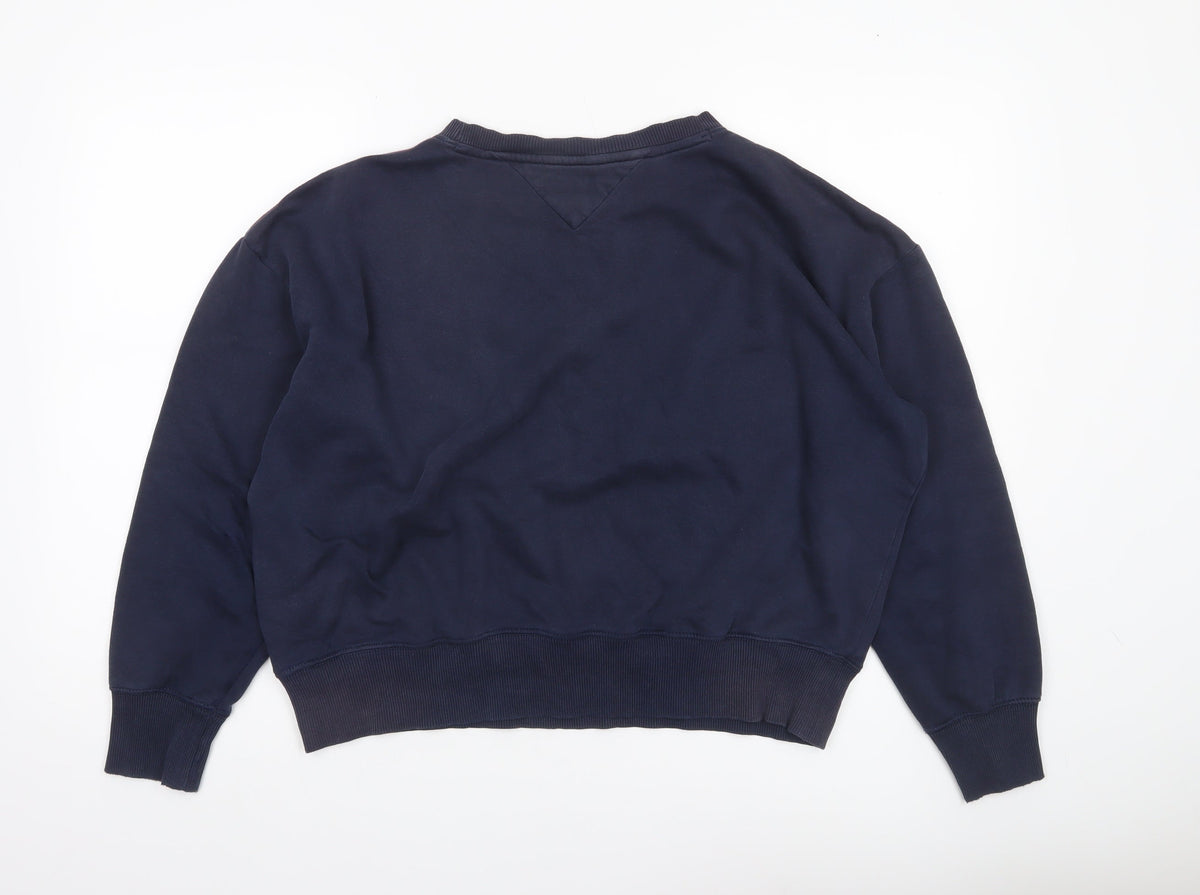 Womens UK Size M Tommy Jeans Blue Pullover Sweatshirt