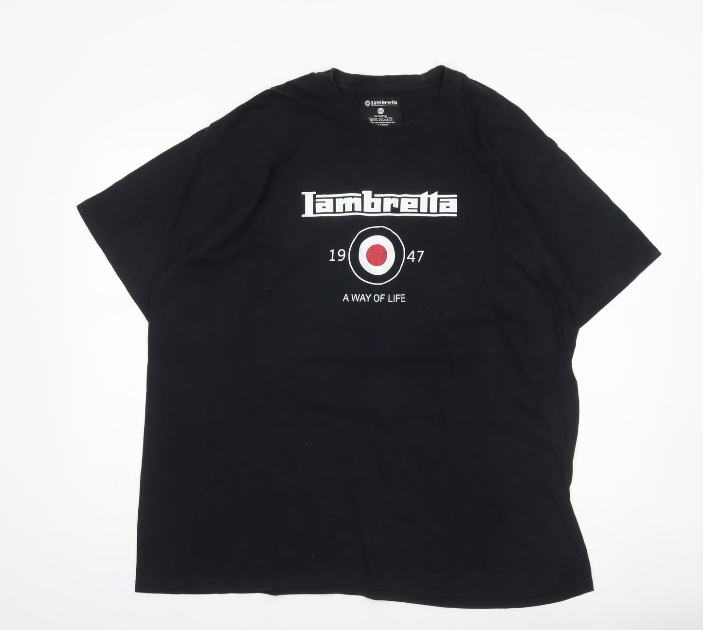 Lambretta Men’s Black 2XL Graphic Logo Retro Short Sleeve T-Shirt
