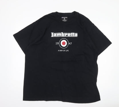 Lambretta Men’s Black 2XL Graphic Logo Retro Short Sleeve T-Shirt