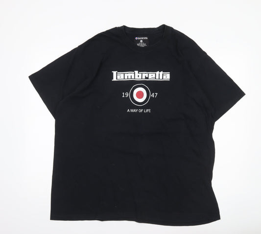 Lambretta Men’s Black 2XL Graphic Logo Retro Short Sleeve T-Shirt