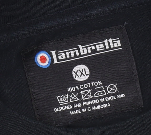 Lambretta Men’s Black 2XL Graphic Logo Retro Short Sleeve T-Shirt