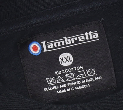 Lambretta Men’s Black 2XL Graphic Logo Retro Short Sleeve T-Shirt
