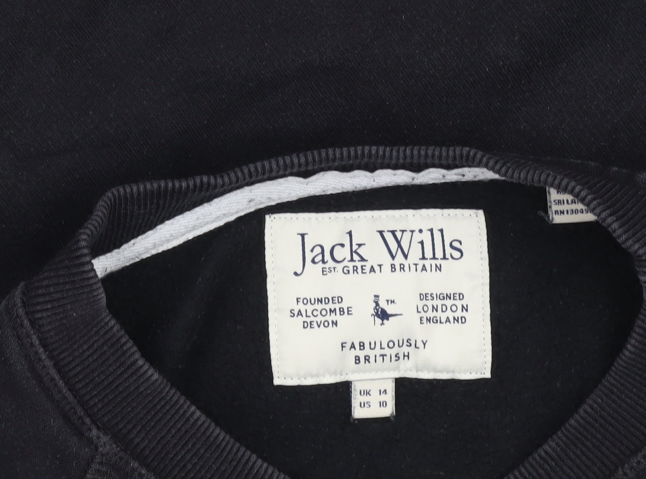 Womens UK Size 14 Jack Wills Black Pullover Sweatshirt