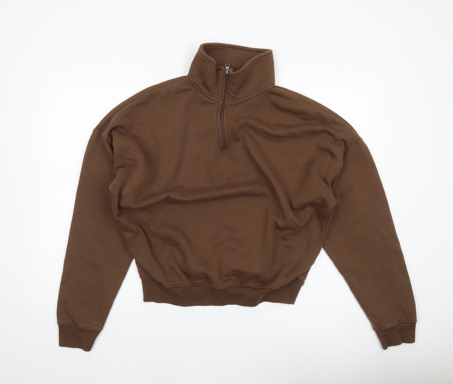 Boohoo Women’s Brown XS 1/2 Zip Sweatshirt Pullover Casual