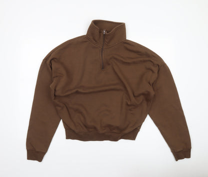Boohoo Women’s Brown XS 1/2 Zip Sweatshirt Pullover Casual