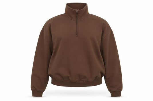 Boohoo Women’s Brown XS 1/2 Zip Sweatshirt Pullover Casual