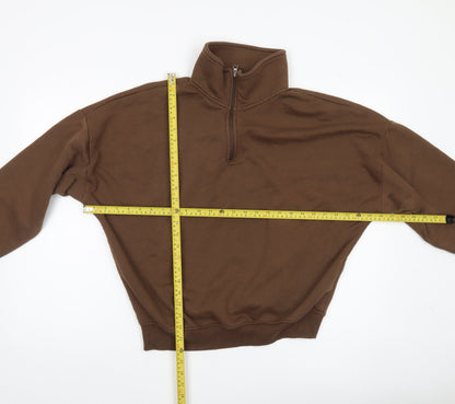 Boohoo Women’s Brown XS 1/2 Zip Sweatshirt Pullover Casual