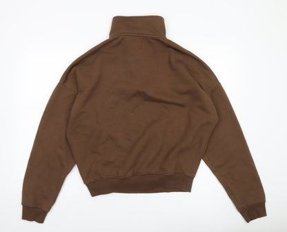 Boohoo Women’s Brown XS 1/2 Zip Sweatshirt Pullover Casual