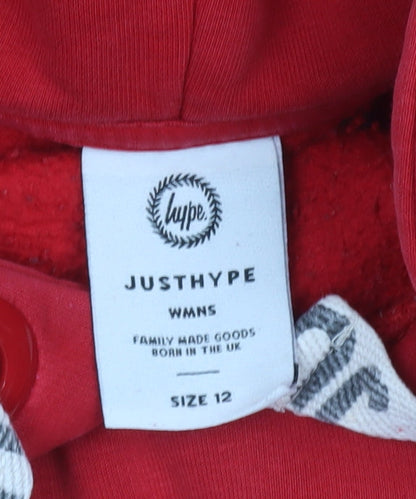 Hype Womens Red Pullover Hoodie Size 12 Cotton Blend Fleece